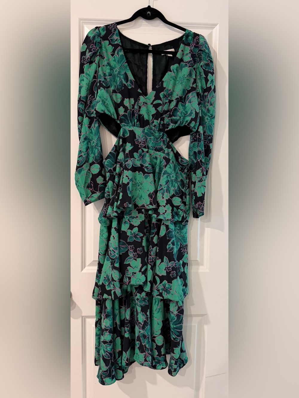 Topshop Black and Teal Floral Maxi Dress